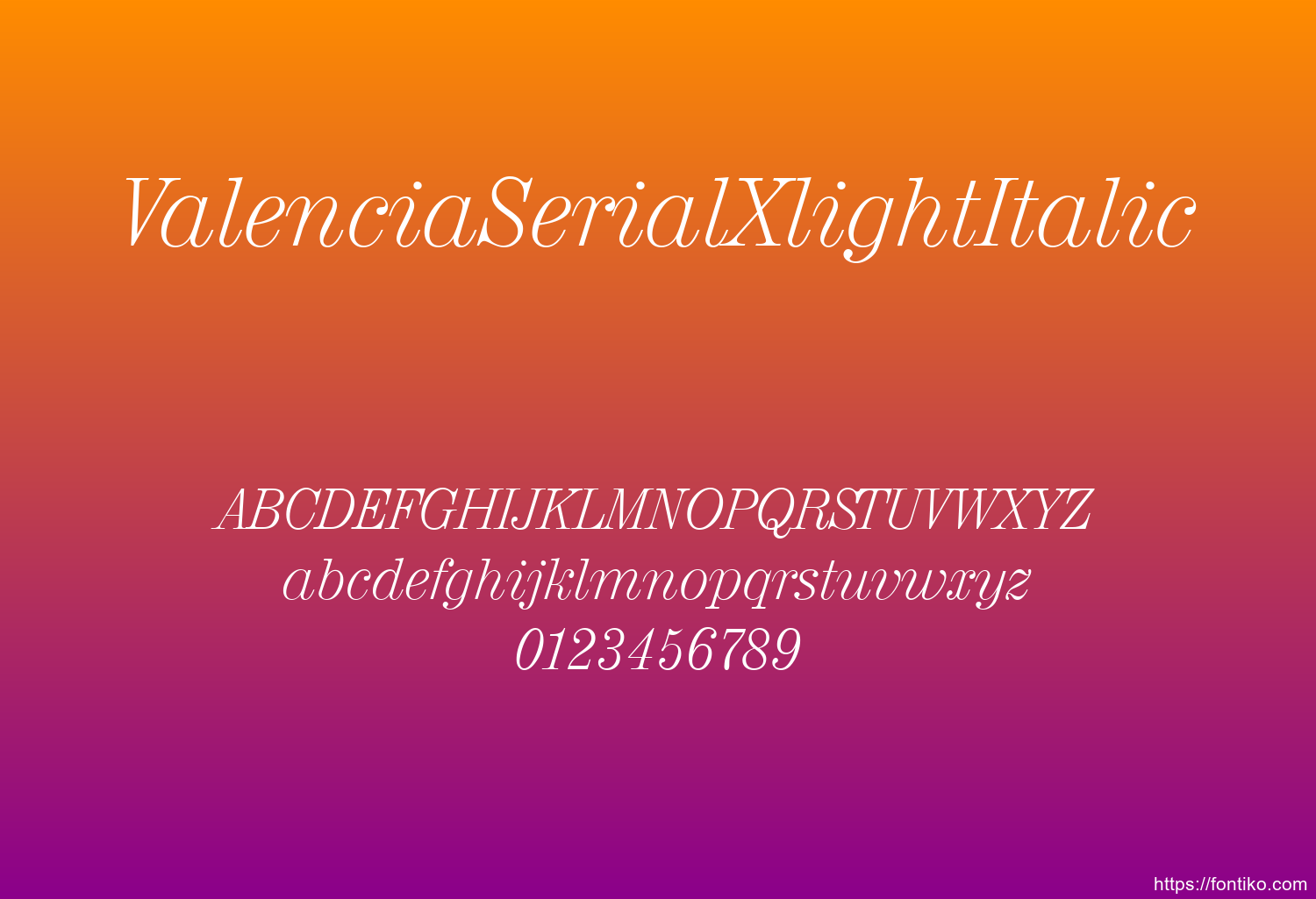 ValenciaSerialXlightItalic font